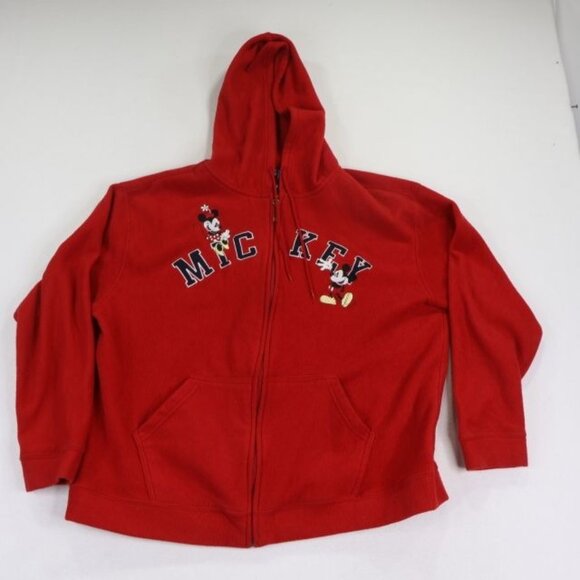 Disney Sweatshirt Womens 2X Full Zip Mickey Mouse Minnie Hooded - Picture 1 of 8